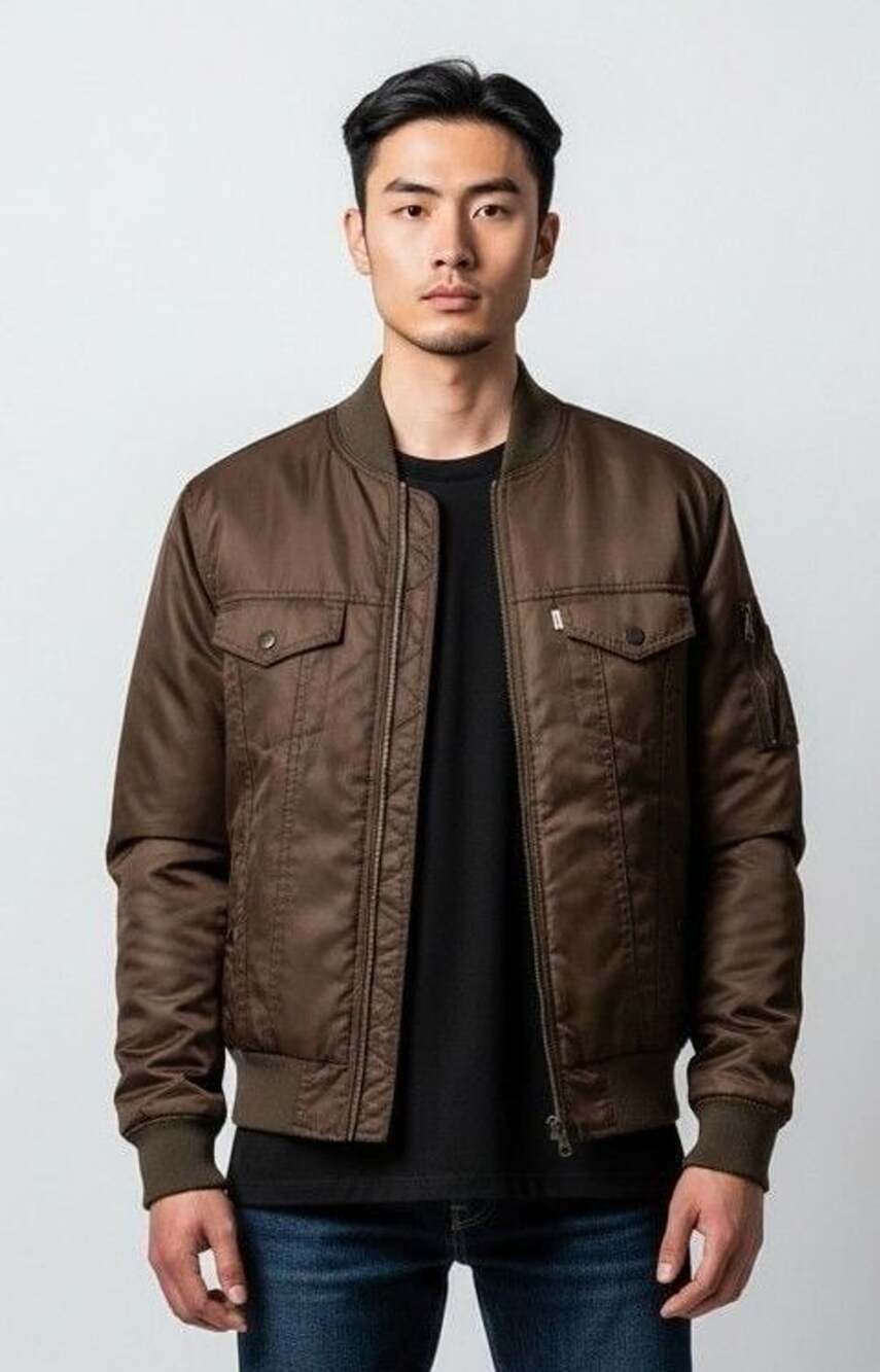 Levi's Men's Brown Cotton Military Bomber Jacket Sz L